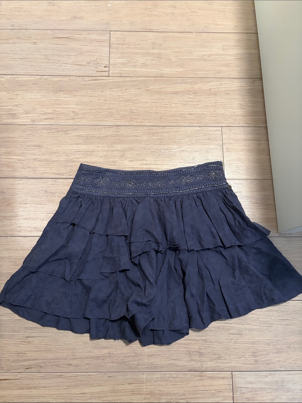 Pepe Jeans navy tiered skater skirt